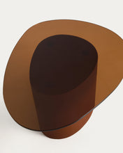 Load image into Gallery viewer, Olir coffee table in tempered glass and brown steel 82 x 74 cm - image 5