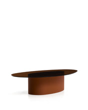 Load image into Gallery viewer, Olir coffee table in tempered glass and brown steel 140 x 80 cm - image 2