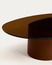 Load image into Gallery viewer, Olir coffee table in tempered glass and brown steel 140 x 80 cm - image 3