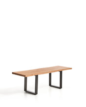 Load image into Gallery viewer, Uxue bench in solid acacia wood with black steel legs 140 x 45 cm - image 2
