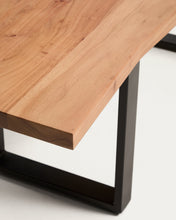 Load image into Gallery viewer, Uxue bench in solid acacia wood with black steel legs 140 x 45 cm - image 3