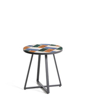 Load image into Gallery viewer, Tella round side table in graphite galvanised steel with multicoloured tiles Ø45 cm - image 2
