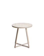 Load image into Gallery viewer, Tella round side table in galvanised steel with beige tiles Ø45 cm
