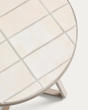 Load image into Gallery viewer, Tella round side table in galvanised steel with beige tiles Ø45 cm - image 4
