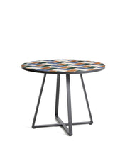 Load image into Gallery viewer, Tella round table in graphite galvanised steel with multicoloured tiles Ø120 cm - image 2
