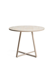 Load image into Gallery viewer, Tella round table in taupe galvanised steel with beige tiles Ø120cm