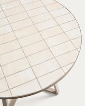 Load image into Gallery viewer, Tella round table in taupe galvanised steel with beige tiles Ø120cm - image 5