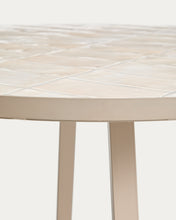 Load image into Gallery viewer, Tella round table in taupe galvanised steel with beige tiles Ø120cm - image 6