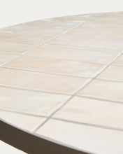 Load image into Gallery viewer, Tella round table in taupe galvanised steel with beige tiles Ø120cm - image 7