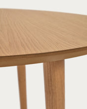 Load image into Gallery viewer, Oqui extendable round table in MDF oak veneer and solid wood legs, 90 (170) x 90 cm - image 8