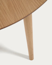Load image into Gallery viewer, Oqui extendable round table in MDF oak veneer and solid wood legs, 90 (170) x 90 cm - image 9