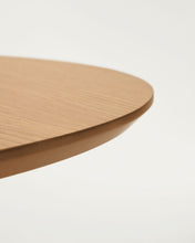 Load image into Gallery viewer, Oqui extendable round table in MDF oak veneer and solid wood legs, 90 (170) x 90 cm - image 10