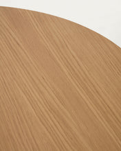 Load image into Gallery viewer, Oqui extendable round table in MDF oak veneer and solid wood legs, 90 (170) x 90 cm - image 11