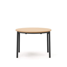 Load image into Gallery viewer, Montuiri round extendable table in oak veneer and with steel legs in a black finish, Ø90(170) cm