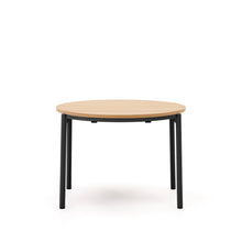 Load image into Gallery viewer, Montuiri round extendable table in oak veneer and with steel legs in a black finish, Ø90(170) cm - image 2