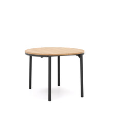 Load image into Gallery viewer, Montuiri round extendable table in oak veneer and with steel legs in a black finish, Ø90(170) cm - image 3