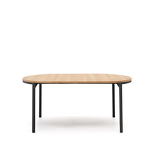 Load image into Gallery viewer, Montuiri round extendable table in oak veneer and with steel legs in a black finish, Ø90(170) cm - image 5