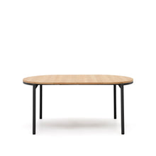 Load image into Gallery viewer, Montuiri round extendable table in oak veneer and with steel legs in a black finish, Ø90(170) cm - image 6