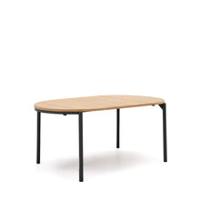 Load image into Gallery viewer, Montuiri round extendable table in oak veneer and with steel legs in a black finish, Ø90(170) cm - image 7