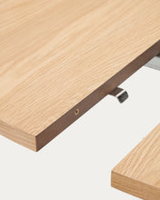 Load image into Gallery viewer, Montuiri round extendable table in oak veneer and with steel legs in a black finish, Ø90(170) cm - image 11