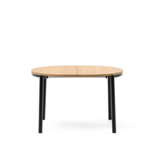 Load image into Gallery viewer, Montuiri extendable table in oak veneer and with steel legs in a black finish, Ø120(200) x 90 cm