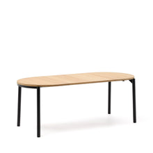 Load image into Gallery viewer, Montuiri extendable table in oak veneer and with steel legs in a black finish, Ø120(200) x 90 cm - image 8