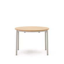 Load image into Gallery viewer, Montuiri round extendable table in oak veneer and with steel legs in a grey finish, Ø90(170) cm