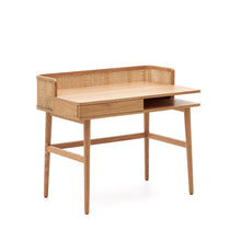 Load image into Gallery viewer, Araxi table in veneer, solid ash wood and rattan 105 x 62 cm