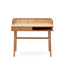 Load image into Gallery viewer, Araxi table in veneer, solid ash wood and rattan 105 x 62 cm - image 4
