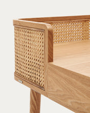 Load image into Gallery viewer, Araxi table in veneer, solid ash wood and rattan 105 x 62 cm - image 7