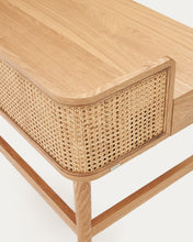 Load image into Gallery viewer, Araxi table in veneer, solid ash wood and rattan 105 x 62 cm - image 8
