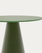 Load image into Gallery viewer, Wilshire side table with frosted tempered glass and matt green painted steel finish Ø50cm - image 5