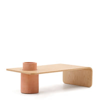 Load image into Gallery viewer, Olaria terracotta coffee table with an oak veneer in a natural finish, 110 x 60 cm - image 4