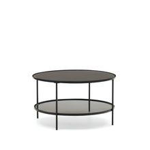 Load image into Gallery viewer, Gilda tempered glass and metal coffee table with a matte black finish, Ø 80 cm - image 2