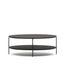 Load image into Gallery viewer, Fideia tempered glass and metal coffee table with a glossy black finish, Ø 110 cm - image 2