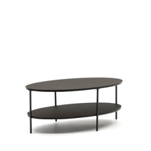 Load image into Gallery viewer, Fideia tempered glass and metal coffee table with a glossy black finish, Ø 110 cm - image 3