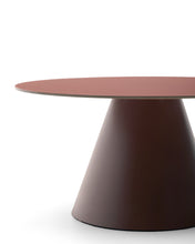 Load image into Gallery viewer, Wilshire coffee table with frosted tempered glass and matt terracotta painted steel finish Ø80cm - image 4