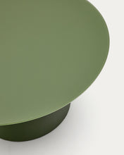 Load image into Gallery viewer, Wilshire coffee table with frosted tempered glass and matt green painted steel finish Ø80cm - image 3
