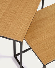 Load image into Gallery viewer, Yoana set of 2 nesting side tables with oak wood veneer and black painted metal structure - image 5