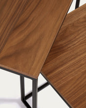 Load image into Gallery viewer, Yoana set of 2 nesting side tables with a walnut veneer and black painted metal structure - image 4