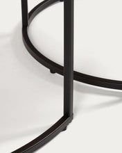 Load image into Gallery viewer, Yoana set of 2 nesting side tables with oak wood veneer &amp; black metal, Ø 80 cm / Ø 50 cm - image 5
