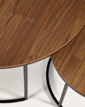 Load image into Gallery viewer, Yoana set of 2 nesting side tables with walnut veneer and black metal, Ø 80 cm / Ø 50 cm - image 4