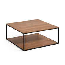 Load image into Gallery viewer, Yoana coffee table with walnut veneer and painted black metal structure, 80 x 80 cm