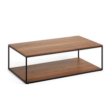 Load image into Gallery viewer, Yoana coffee table with oak walnut veneer and painted black metal structure, 110 x 60 cm