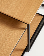Load image into Gallery viewer, Yoana set of 2 nesting coffee tables with oak wood veneer &amp; black painted metal structure - image 4