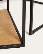 Load image into Gallery viewer, Yoana set of 2 nesting coffee tables with oak wood veneer &amp; black painted metal structure - image 5