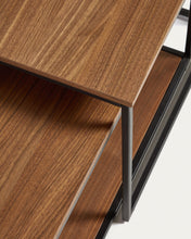 Load image into Gallery viewer, Yoana set of 2 nesting coffee tables with walnut veneer and black painted metal structure - image 4