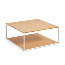 Load image into Gallery viewer, Yoana coffee table with oak veneer table top and base, white metal structure, 80 x 80 cm