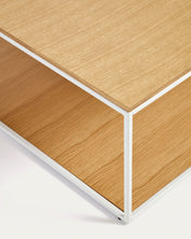 Load image into Gallery viewer, Yoana coffee table with oak veneer table top and base, white metal structure, 80 x 80 cm - image 4
