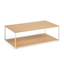 Load image into Gallery viewer, Yoana coffee table with oak veneer table top and base, white metal structure, 110 x 60 cm
